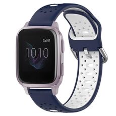 Per Garmin Venu SQ Cinturino in silicone bicolore traspirante da 20 mm (blu notte + bianco)