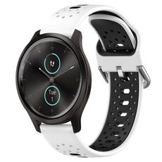Per Garmin VivoMove Style Cinturino in silicone bicolore traspirante da 20 mm (bianco + nero)