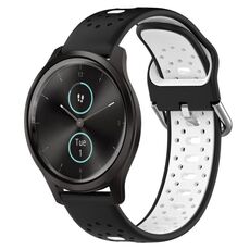 Per Garmin VivoMove Style Cinturino in silicone bicolore traspirante da 20 mm (nero + bianco)