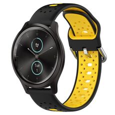 Per Garmin VivoMove Style Cinturino in silicone bicolore traspirante da 20 mm (nero + giallo)