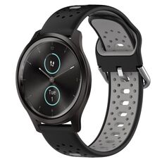 Per Garmin VivoMove Style Cinturino in silicone bicolore traspirante da 20 mm (nero + grigio)