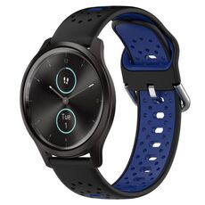 Per Garmin VivoMove Style Cinturino in silicone bicolore traspirante da 20 mm (nero + blu)