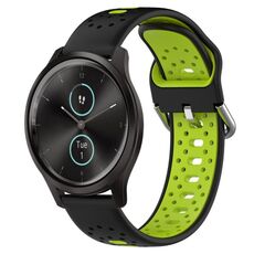 Per Garmin VivoMove Style Cinturino in silicone bicolore traspirante da 20 mm (nero + verde lime)