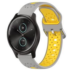 Per Garmin VivoMove Style Cinturino in silicone bicolore traspirante da 20 mm (grigio + giallo)