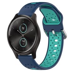 Per Garmin VivoMove Style Cinturino in silicone bicolore traspirante da 20 mm (blu + verde acqua)