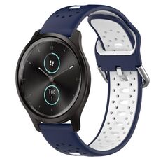Cinturino in silicone bicolore traspirante da 20 mm per Garmin VivoMove Style (blu notte + bianco)