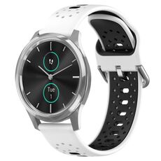 Per Garmin VivoMove Luxe Cinturino in silicone bicolore traspirante da 20 mm (bianco + nero)