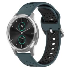 Per Garmin VivoMove Luxe Cinturino in silicone bicolore traspirante da 20 mm (verde oliva + nero)