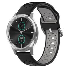 Per Garmin VivoMove Luxe Cinturino in silicone bicolore traspirante da 20 mm (nero + grigio)
