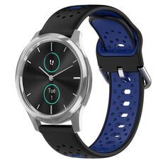 Per Garmin VivoMove Luxe Cinturino in silicone bicolore traspirante da 20 mm (nero + blu)