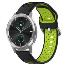 Per Garmin VivoMove Luxe Cinturino in silicone bicolore traspirante da 20 mm (nero + verde lime)