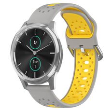 Per Garmin VivoMove Luxe Cinturino in silicone bicolore traspirante da 20 mm (grigio + giallo)