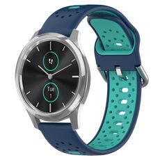 Per Garmin VivoMove Luxe Cinturino in silicone bicolore traspirante da 20 mm (blu + verde acqua)