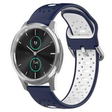 Per Garmin VivoMove Luxe Cinturino in silicone bicolore traspirante da 20 mm (blu notte + bianco)