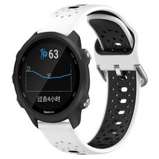 Per Garmin Forerunner 245 Cinturino in silicone bicolore traspirante da 20 mm (bianco + nero)