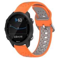 Per Garmin Forerunner 245 Cinturino in silicone bicolore traspirante da 20 mm (arancione + grigio)