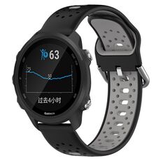 Per Garmin Forerunner 245 Cinturino in silicone bicolore traspirante da 20 mm (nero + grigio)