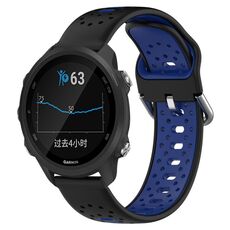 Per Garmin Forerunner 245 Cinturino in silicone bicolore traspirante da 20 mm (nero + blu)