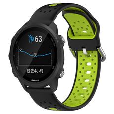Per Garmin Forerunner 245 Cinturino in silicone bicolore traspirante da 20 mm (nero + verde lime)