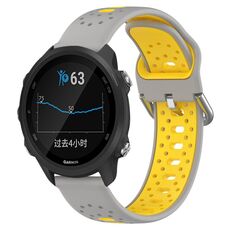Per Garmin Forerunner 245 Cinturino in silicone bicolore traspirante da 20 mm (grigio + giallo)