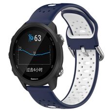 Per Garmin Forerunner 245 Cinturino in silicone bicolore traspirante da 20 mm (blu notte + bianco)