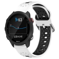 Per Garmin Forerunner 245 Music Cinturino in silicone bicolore traspirante da 20 mm (bianco + nero)