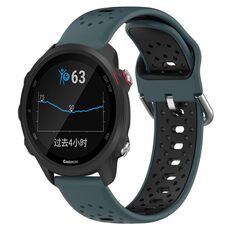 Cinturino in silicone bicolore traspirante da 20 mm per Garmin Forerunner 245 Music (verde oliva + nero)