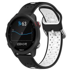 Per Garmin Forerunner 245 Music Cinturino in silicone bicolore traspirante da 20 mm (nero + bianco)
