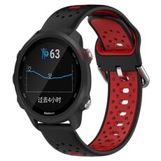 Per Garmin Forerunner 245 Music Cinturino in silicone bicolore traspirante da 20 mm (nero + rosso)