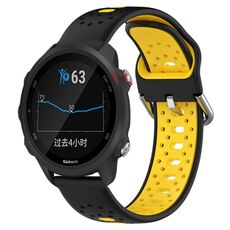 Per Garmin Forerunner 245 Music Cinturino in silicone bicolore traspirante da 20 mm (nero + giallo)