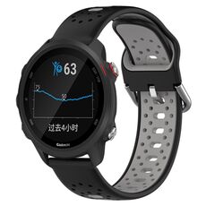 Per Garmin Forerunner 245 Music Cinturino in silicone bicolore traspirante da 20 mm (nero + grigio)
