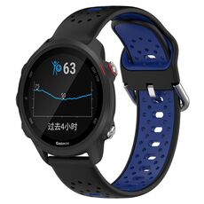 Per Garmin Forerunner 245 Music Cinturino in silicone bicolore traspirante da 20 mm (nero + blu)