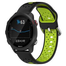 Per Garmin Forerunner 245 Music Cinturino in silicone bicolore traspirante da 20 mm (nero + verde lime)