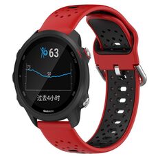 Per Garmin Forerunner 245 Music Cinturino in silicone bicolore traspirante da 20 mm (rosso + nero)