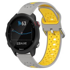 Per Garmin Forerunner 245 Music Cinturino in silicone bicolore traspirante da 20 mm (grigio + giallo)
