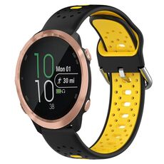 Per Garmin Forerunner 645 Cinturino in silicone bicolore traspirante da 20 mm (nero + giallo)