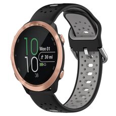 Per Garmin Forerunner 645 Cinturino in silicone bicolore traspirante da 20 mm (nero + grigio)