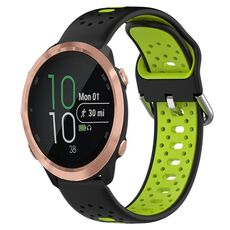Per Garmin Forerunner 645 Cinturino in silicone bicolore traspirante da 20 mm (nero + verde lime)