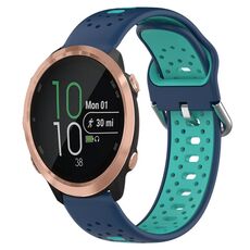 Per Garmin Forerunner 645 Cinturino in silicone bicolore traspirante da 20 mm (blu + verde acqua)
