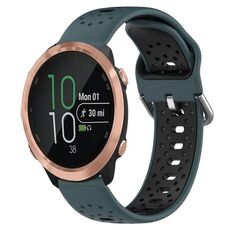 Cinturino in silicone bicolore traspirante da 20 mm per Garmin Forerunner 645 Music (verde oliva + nero)