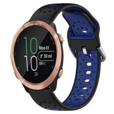 Per Garmin Forerunner 645 Music Cinturino in silicone bicolore traspirante da 20 mm (nero + blu)