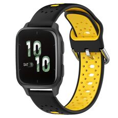 Per Garmin Forerunner Sq2 Cinturino in silicone bicolore traspirante da 20 mm (nero + giallo)