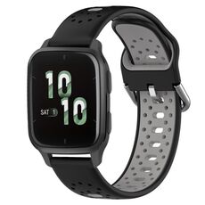 Per Garmin Forerunner Sq2 Cinturino in silicone bicolore traspirante da 20 mm (nero + grigio)