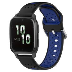 Per Garmin Forerunner Sq2 Cinturino in silicone bicolore traspirante da 20 mm (nero + blu)