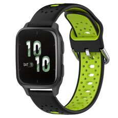 Per Garmin Forerunner Sq2 Cinturino in silicone bicolore traspirante da 20 mm (nero + verde lime)
