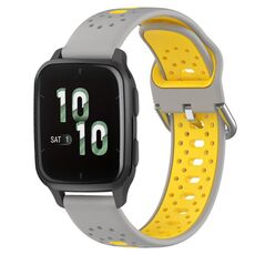 Per Garmin Forerunner Sq2 Cinturino in silicone bicolore traspirante da 20 mm (grigio + giallo)