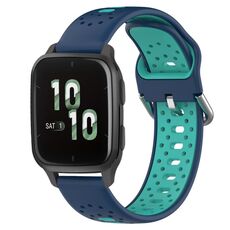 Per Garmin Forerunner Sq2 Cinturino in silicone bicolore traspirante da 20 mm (blu + verde acqua)