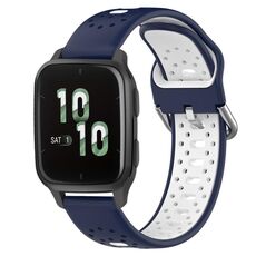 Per Garmin Forerunner Sq2 Cinturino in silicone bicolore traspirante da 20 mm (blu notte + bianco)