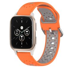 Per Garmin Forerunner Sq2 Music Cinturino in silicone bicolore traspirante da 20 mm (arancione + grigio)