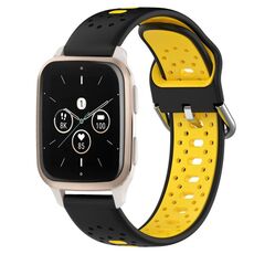 Per Garmin Forerunner Sq2 Music Cinturino in silicone bicolore traspirante da 20 mm (nero + giallo)